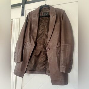 Chocolate Brown Genuine  Leather Blazer Bod and Christensen Size Medium